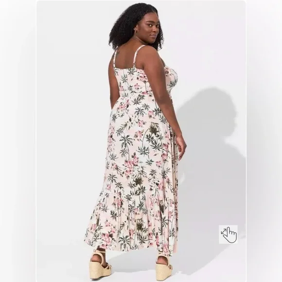 Torrid Floral Pink Strapless Maxi Dress size 2 - Picture 3 of 8